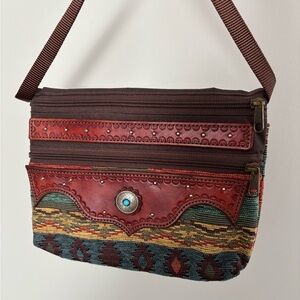 “A Wee Bit Cassidy” Artisan Red and Brown Leather Crossbody Bag